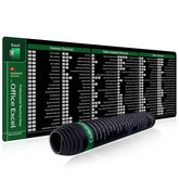 Excel Shortcuts Mouse Pad Large Extended Office Computer Desk Mat Big Keyboard Mousepad with Stitched Edge Non-Slip Base