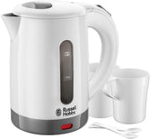 Electric 0.85L Travel Kettle, Small & Compact, Dual Voltage, Ideal for Abroad/Caravan/Camping, Inc 2 Cups & Spoons, Removable Washable Anti-Scale Filter, Water Windows, 1000W, 23840