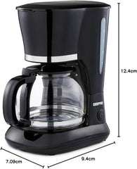 1.5L Filter Coffee Machine | 800W Coffee Maker for Instant Coffee, Espresso, Macchiato & More | Boil-Dry Protection, Anti-Drip Function, Automatic Turn-Off Feature, Black