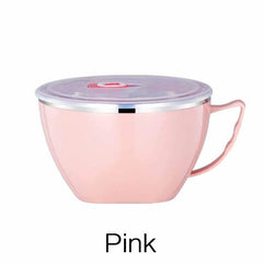 Portable Stainless Steel with Lid Instant Noodle Bowl Double Insulated Anti-Scald Lunch Box Kitchen Supplies