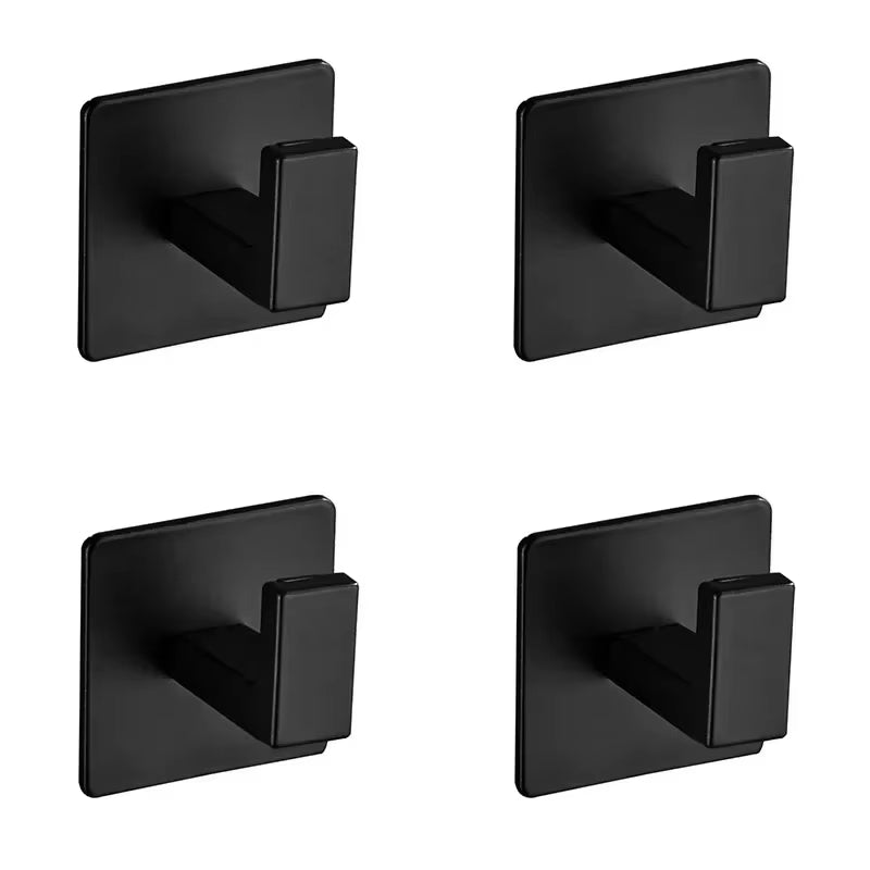 4Pcs Stainless Steel Bathroom Robe Hooks Adhesive Wall Hook Towel Holder Bathroom Kitchen Hardware Multi-Purpose Hanger Hook