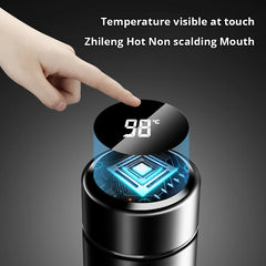 Tea Infuser Thermos: Portable Travel Mug with LCD Touchscreen for Temperature Control of Hot or Cold Beverages