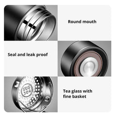 Tea Infuser Thermos: Portable Travel Mug with LCD Touchscreen for Temperature Control of Hot or Cold Beverages