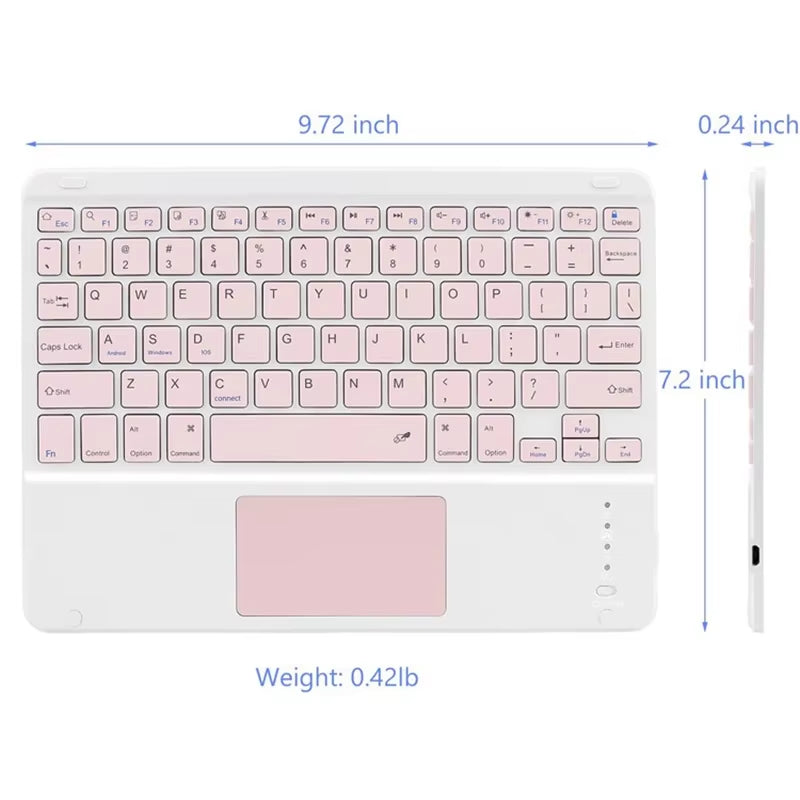Spanish/English Bluetooth Keyboard 10 Inch for Ipad Air Pro Wireless Rechargeable Keyboard for Phone Tablet Laptop Universal