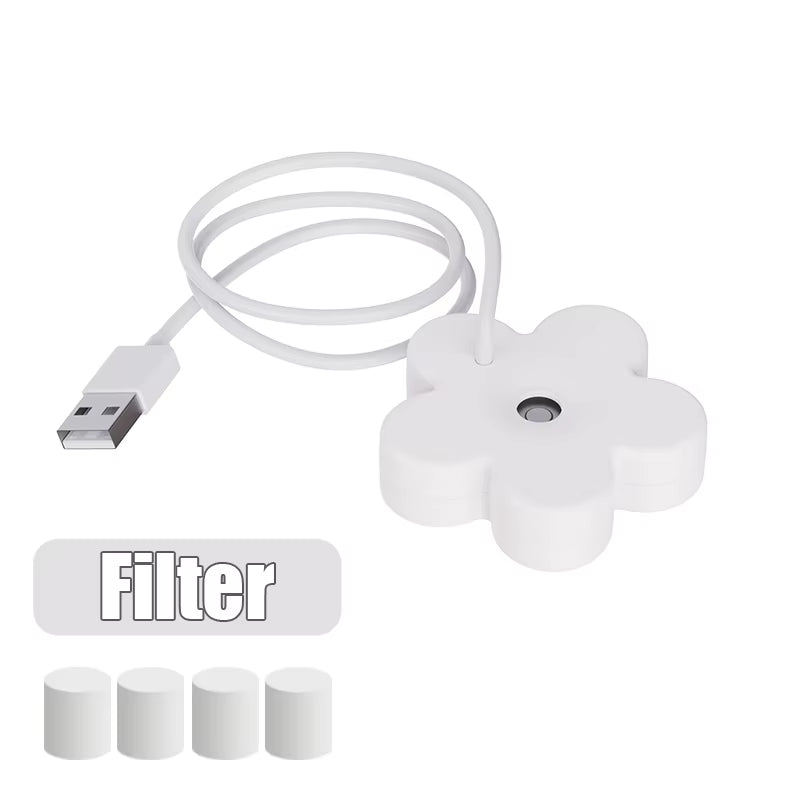 Portable Mini USB with Filter Flower Humidifier Bottle Aroma Diffuser Mist Maker Cool Mist Air Humidifier for Home Office Room