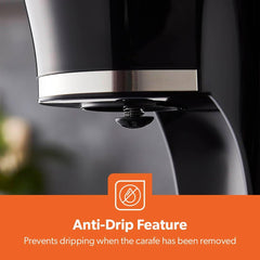 1.5L Filter Coffee Machine | 800W Coffee Maker for Instant Coffee, Espresso, Macchiato & More | Boil-Dry Protection, Anti-Drip Function, Automatic Turn-Off Feature, Black