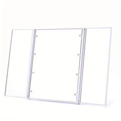 Portable LED Three Sided Makeup Mirror Folding Design Travel Vanity Cosmetic Mirror with Adjustable Stand for On-The-Go Beauty