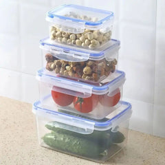1Pc/4Pcs Refrigerator Storage Box Food Containers Plastic Fresh-Keeping Box with Lid Portable Storage Box Kitchen Organization