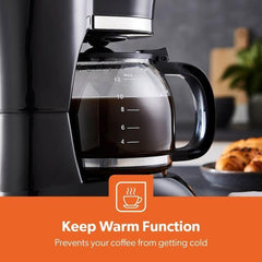 1.5L Filter Coffee Machine | 800W Coffee Maker for Instant Coffee, Espresso, Macchiato & More | Boil-Dry Protection, Anti-Drip Function, Automatic Turn-Off Feature, Black