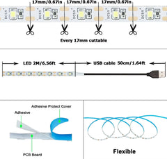 DC 5V USB LED Strips 2835 White Warm White LED Strip Light TV Background Lighting Tape Home Decor Lamp 1- 5M LED String Light