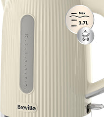Bold Vanilla Cream Electric Kettle | 1.7L | 3Kw Fast Boil | Cream & Silver Chrome [VKT223]