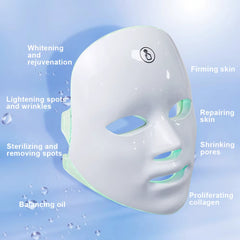 7 Colors LED Facial Mask Photon Therapy Face Skin Care Mask anti Acne Therapy Skin Rejuvenation Wrinkle Removal Face Beauty Mask